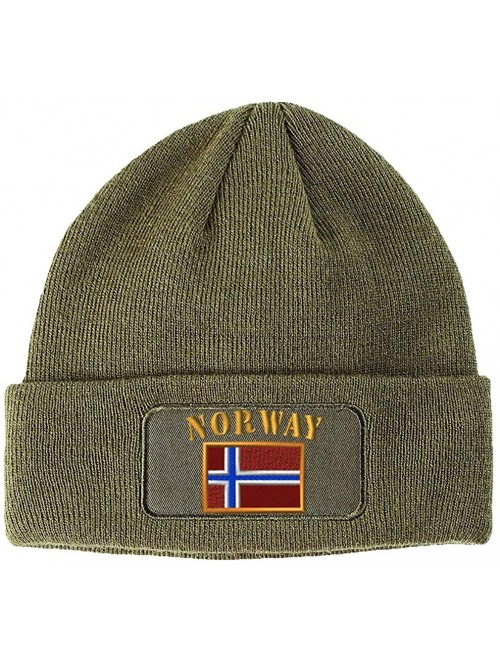 Skullies & Beanies Patch Beanie for Men & Women Norway Flag Embroidery Skull Cap Hats 1 Size - Olive Green - CD18ZONIQMH $22.86
