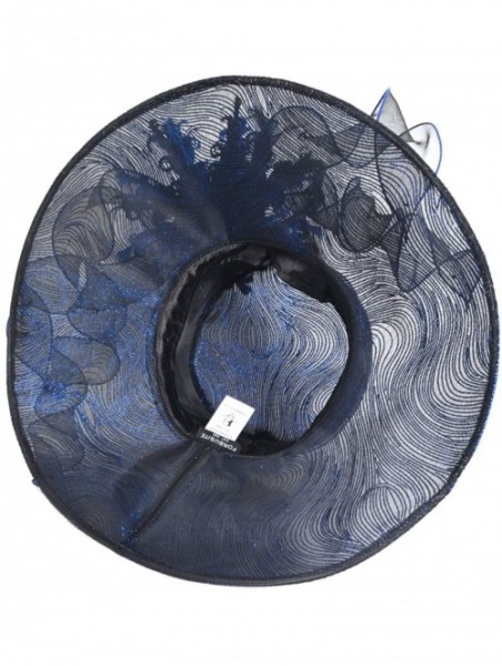 Sun Hats Ladies's Kentucky Derby Church Wedding Luxury Dress Hat - Blue - CP12MAMI2L0 $28.69