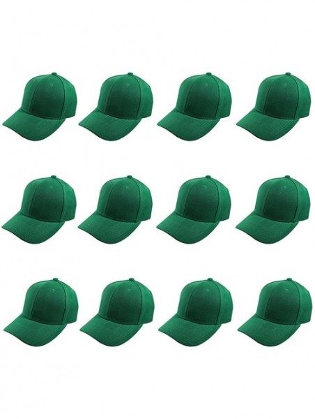 Baseball Caps Plain Blank Baseball Caps Adjustable Back Strap Wholesale LOT 12 PC'S - Kelly Green - C817XHLZWTK $34.11