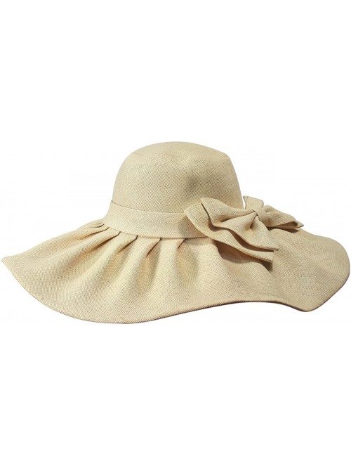 Sun Hats Women's Summer Sun Hat - Wide Brim Floppy Straw Sun Hat - Flirty - Beige - C511DEY1PYB $27.55