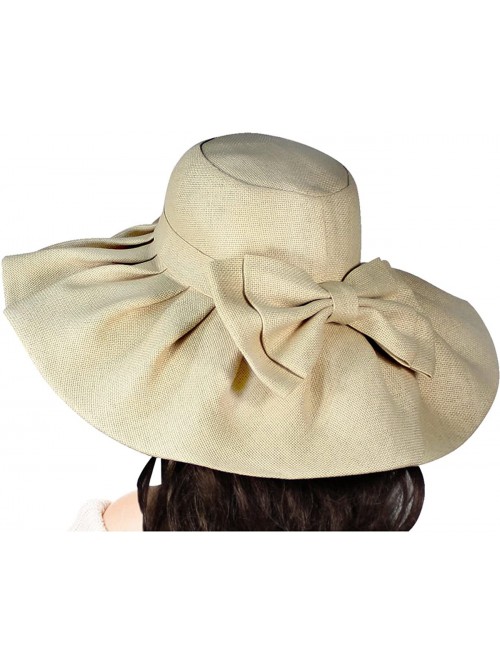 Sun Hats Women's Summer Sun Hat - Wide Brim Floppy Straw Sun Hat - Flirty - Beige - C511DEY1PYB $27.55