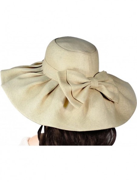 Sun Hats Women's Summer Sun Hat - Wide Brim Floppy Straw Sun Hat - Flirty - Beige - C511DEY1PYB $27.55