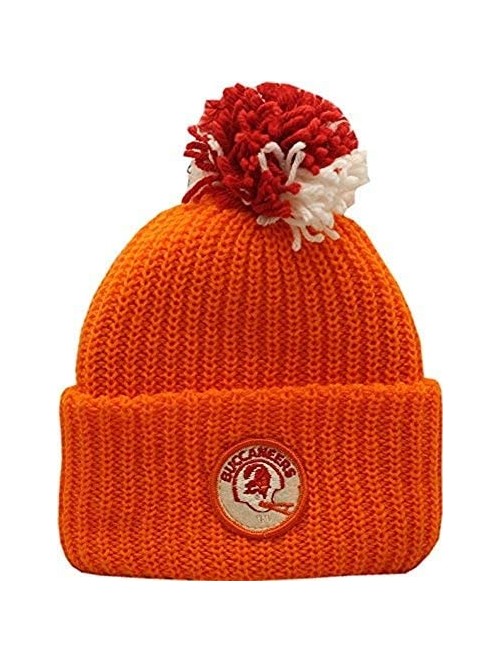 Skullies & Beanies Vintage Tampa Bay Buccaneers Knit Hat Cuffed Pom Orange Patch Logo - CL18ZG66TYL $16.98