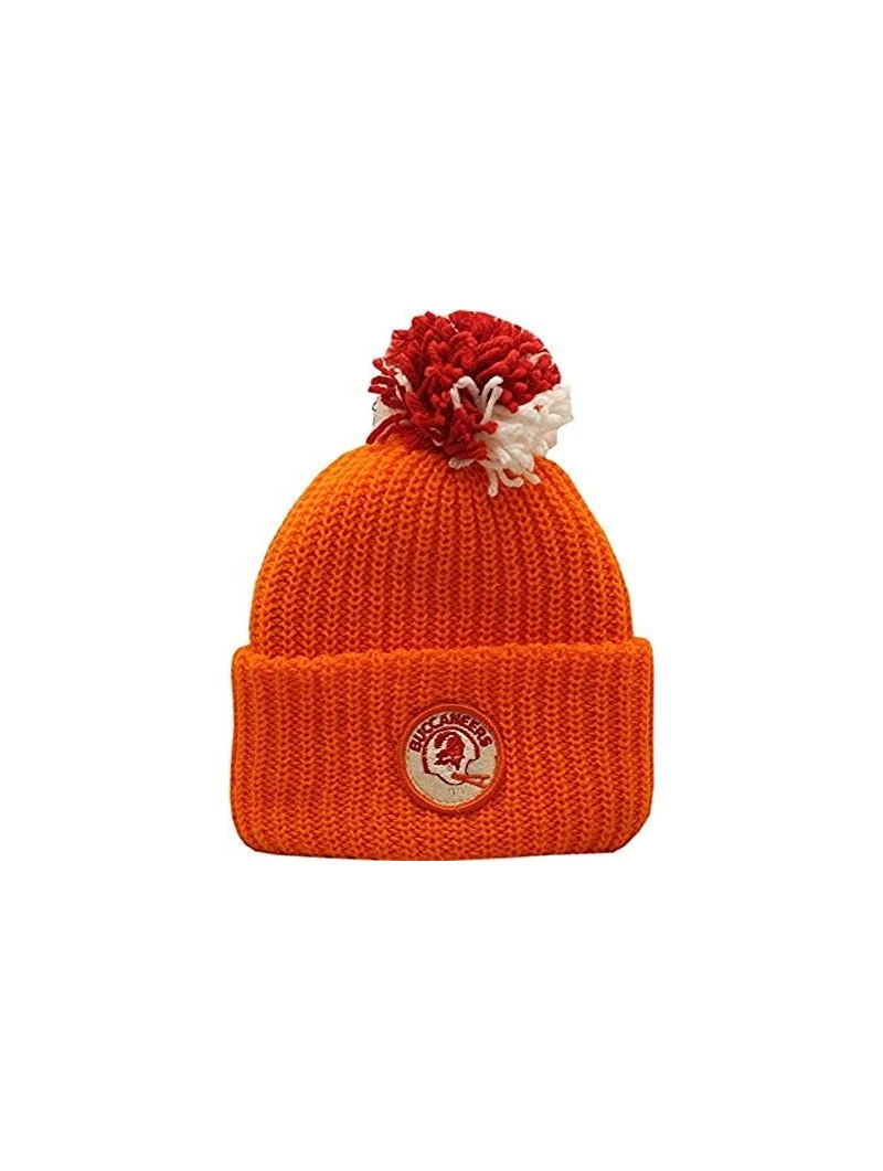 Skullies & Beanies Vintage Tampa Bay Buccaneers Knit Hat Cuffed Pom Orange Patch Logo - CL18ZG66TYL $16.98