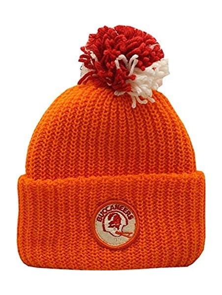 Skullies & Beanies Vintage Tampa Bay Buccaneers Knit Hat Cuffed Pom Orange Patch Logo - CL18ZG66TYL $16.98