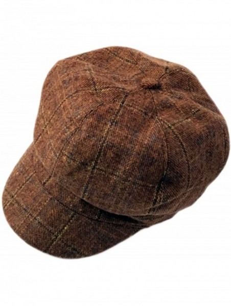 Newsboy Caps Womens Woolen Tweed Ivy British Newsboy Cabbie Gatsby Beret Painter Hat Cap - Coffee - CF186RCC9HW $15.48