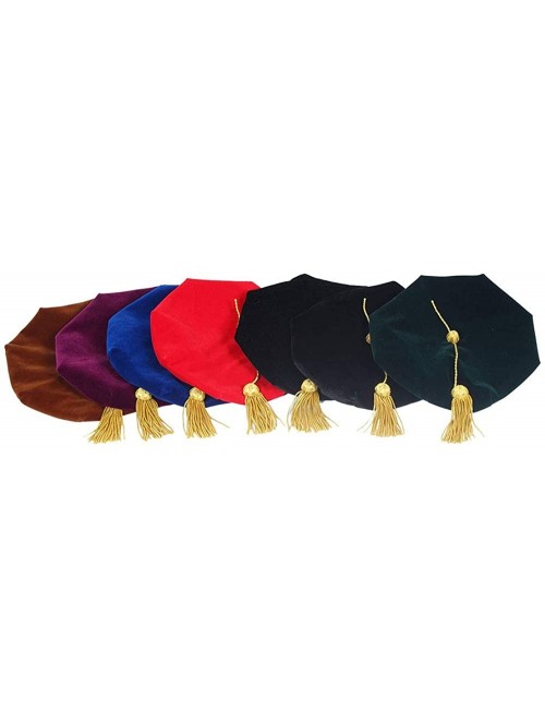 Baseball Caps Doctoral Graduation Tam Unisex Black Velvet 4-8 Sized with Gold Bullion Tassel - Black - CN195SDIMUY $29.74