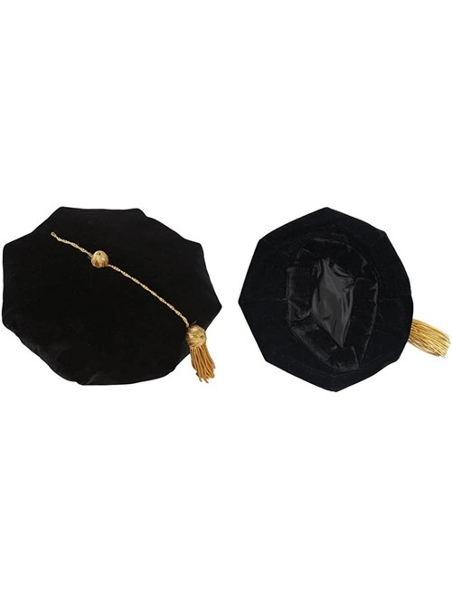 Baseball Caps Doctoral Graduation Tam Unisex Black Velvet 4-8 Sized with Gold Bullion Tassel - Black - CN195SDIMUY $29.74