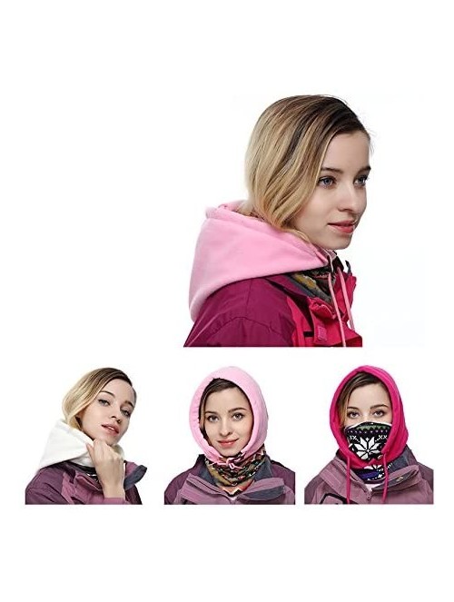 Balaclavas Balaclava Ski Face Mask Winter Hat Fleece Cold Weather Hooded Mask Neck Warmer - Rose Red - CG188GSRE5I $12.55