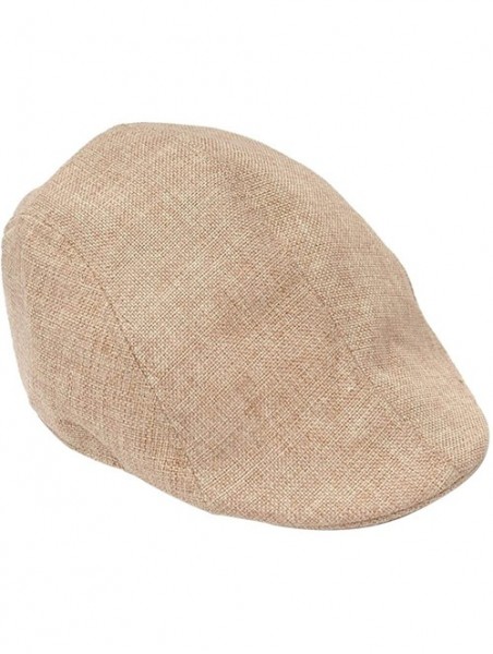 Newsboy Caps Men's Herringbone Tweed Newsboy Cabbie Flat Driving Hat Golf Cap - White & Beige - CK17XHMEG79 $13.52