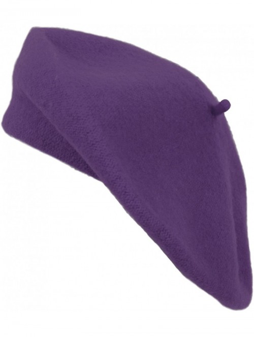 Berets Nollia Women's Solid Color Beret Hat - Dark Purple - CP12J2VA8S7 $14.44