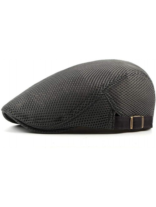 Newsboy Caps 2 Pack Men's Flat Cap Mesh Beret Cabbie Hunting Hat Summer Newsboy Ivy Cap - Black+gray - CR18DH6WCXY $15.32