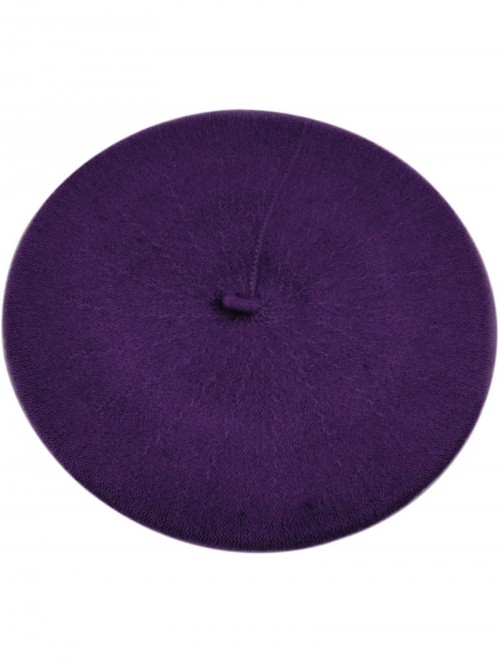 Berets Nollia Women's Solid Color Beret Hat - Dark Purple - CP12J2VA8S7 $14.44