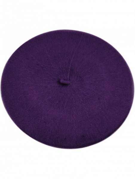 Berets Nollia Women's Solid Color Beret Hat - Dark Purple - CP12J2VA8S7 $14.44