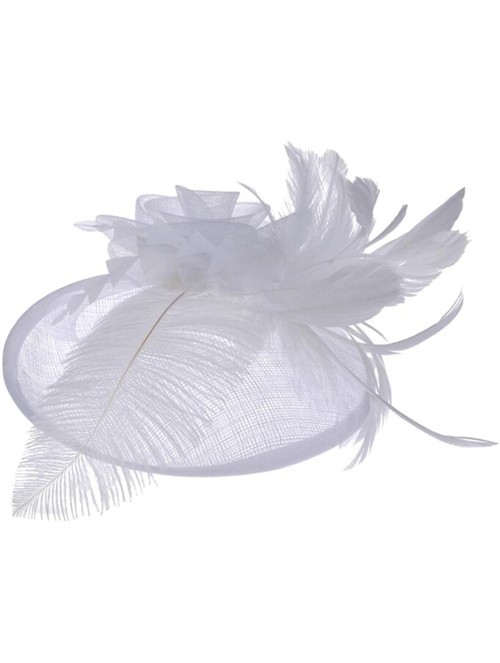 Baseball Caps Fascinators Hat Feather Mesh Flower Net Veil Party Hat Cocktail Derby Hat - White - CG18DAGQG0G $13.27