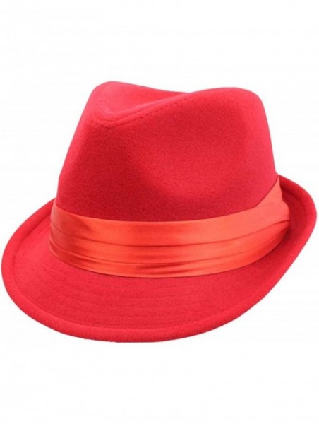 Fedoras Red Wool Felt Fedora Hat - C017YLAUIZ6 $21.48