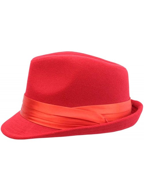 Fedoras Red Wool Felt Fedora Hat - C017YLAUIZ6 $21.48