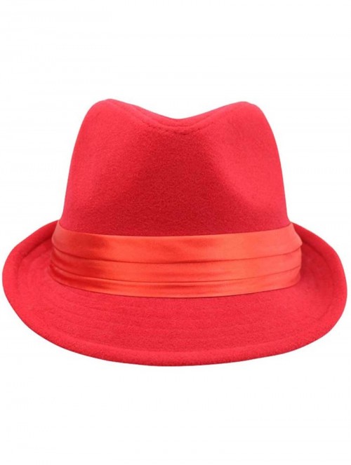 Fedoras Red Wool Felt Fedora Hat - C017YLAUIZ6 $21.48