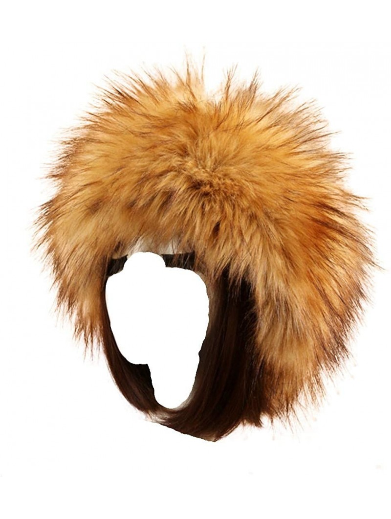 Cold Weather Headbands Women's Faux Fur Headband Soft Winter Cossack Russion Style Hat Cap - Brown B - CC18L8KLH3K $13.96