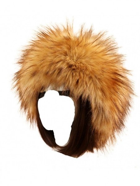 Cold Weather Headbands Women's Faux Fur Headband Soft Winter Cossack Russion Style Hat Cap - Brown B - CC18L8KLH3K $13.96