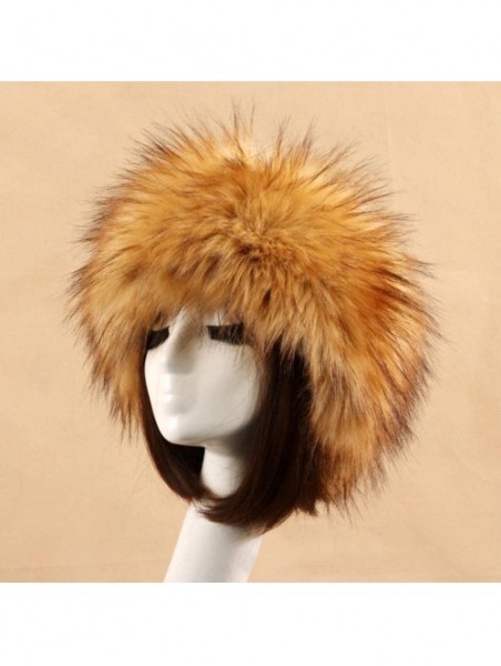 Cold Weather Headbands Women's Faux Fur Headband Soft Winter Cossack Russion Style Hat Cap - Brown B - CC18L8KLH3K $13.96