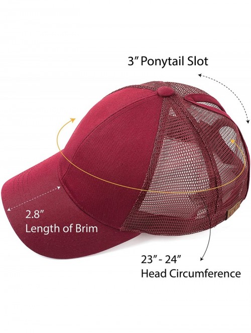 Baseball Caps Hatsandscarf Ponytail caps Messy Buns Trucker Plain Baseball Cap (BT-6) - Burgundy - CC18Q25DTS6 $18.90