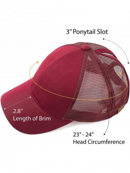 Baseball Caps Hatsandscarf Ponytail caps Messy Buns Trucker Plain Baseball Cap (BT-6) - Burgundy - CC18Q25DTS6 $18.90