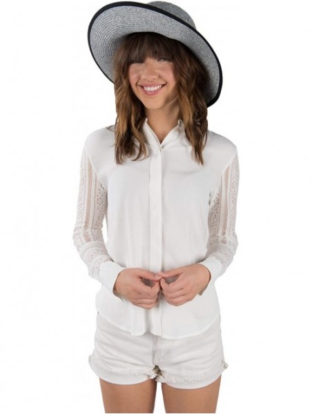 Sun Hats Women's Vintage Classic Derby Panama Hat Floppy Wide Brim Summer Style Beach Hat - Grey_ - CW12GSPN2KR $21.09