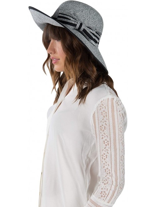 Sun Hats Women's Vintage Classic Derby Panama Hat Floppy Wide Brim Summer Style Beach Hat - Grey_ - CW12GSPN2KR $21.09