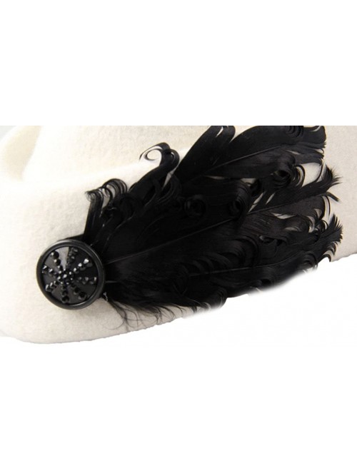 Berets Women's White Retro Wool Beret Cap with Feather - CH124X1DML7 $23.84