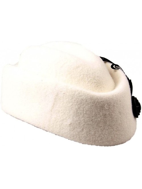 Berets Women's White Retro Wool Beret Cap with Feather - CH124X1DML7 $23.84