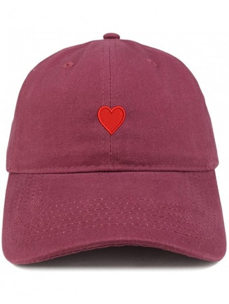 Baseball Caps Emoticon Heart Embroidered Cotton Adjustable Ball Cap Dad Hat - Maroon - CY185HNO7EH $22.13