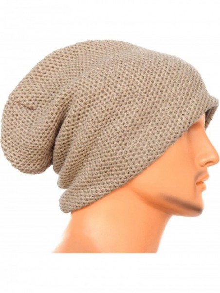 Skullies & Beanies Unisex Adult Winter Warm Slouch Beanie Long Baggy Skull Cap Stretchy Knit Hat Oversized - Khaki - CQ12910P...