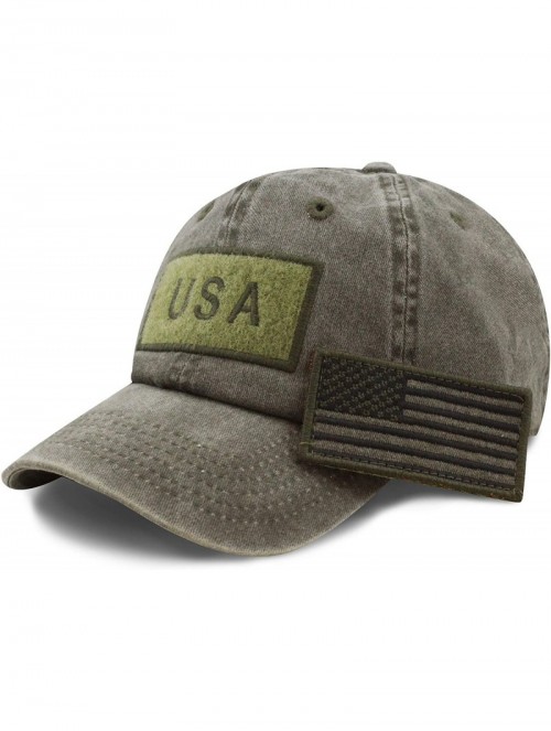 Baseball Caps Cotton & Pigment Low Profile Tactical Operator USA Flag Patch Military Army Cap - 1. Pigment - Olive - C31983EL...