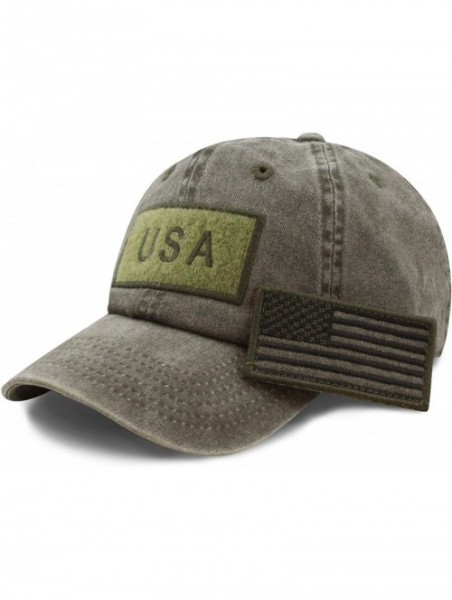 Baseball Caps Cotton & Pigment Low Profile Tactical Operator USA Flag Patch Military Army Cap - 1. Pigment - Olive - C31983EL...