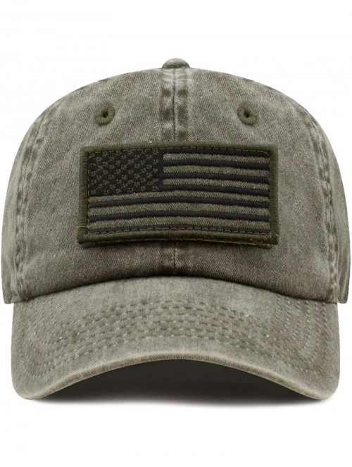 Baseball Caps Cotton & Pigment Low Profile Tactical Operator USA Flag Patch Military Army Cap - 1. Pigment - Olive - C31983EL...