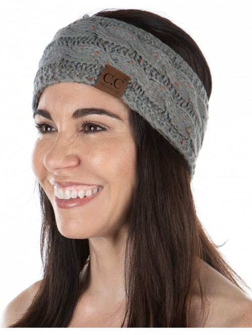 Cold Weather Headbands Exclusives Womens Head Wrap Lined Headband Stretch Knit Ear Warmer - Dove Grey - Confetti - CI18Y8HMDG...
