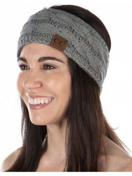 Cold Weather Headbands Exclusives Womens Head Wrap Lined Headband Stretch Knit Ear Warmer - Dove Grey - Confetti - CI18Y8HMDG...