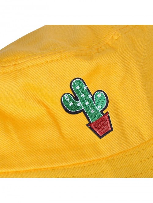 Bucket Hats Unisex Fashion Embroidered Bucket Hat Summer Fisherman Cap for Men Women - Cactus Yellow - C418WG8YXHR $21.39