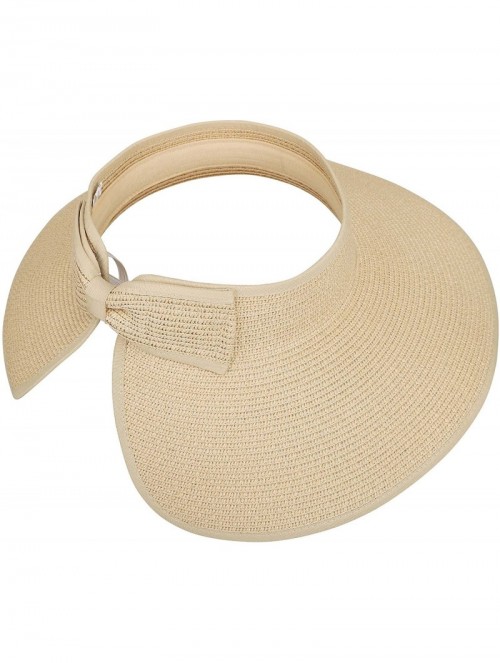 Sun Hats Spring/Summer Classics Edition Straw Roll-able Sun Visor Hat - Off-white - CG18DN22UQW $19.19
