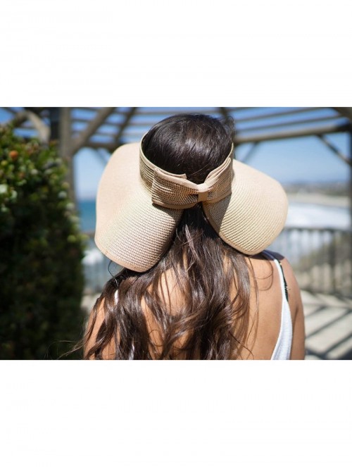 Sun Hats Spring/Summer Classics Edition Straw Roll-able Sun Visor Hat - Off-white - CG18DN22UQW $19.19