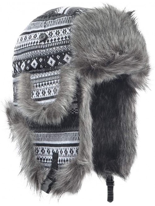 Bomber Hats Russian Trapper Soviet Ushanka Bomber Hat - Leather Earflap Fur Lined Winter Cap for Men Women - Silver/Knitted -...
