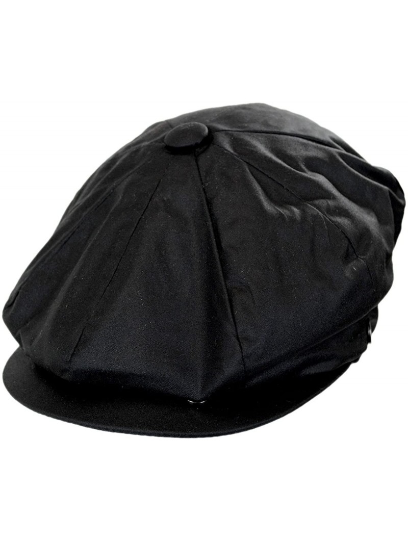 Newsboy Caps Waxed Cotton Newsboy Cap - Black - CL18GRZXGG0 $34.18