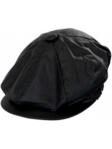 Newsboy Caps Waxed Cotton Newsboy Cap - Black - CL18GRZXGG0 $34.18