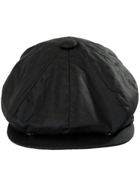 Newsboy Caps Waxed Cotton Newsboy Cap - Black - CL18GRZXGG0 $34.18