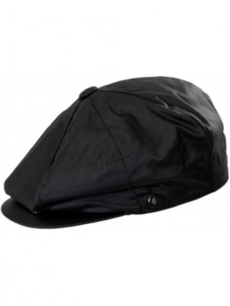 Newsboy Caps Waxed Cotton Newsboy Cap - Black - CL18GRZXGG0 $34.18