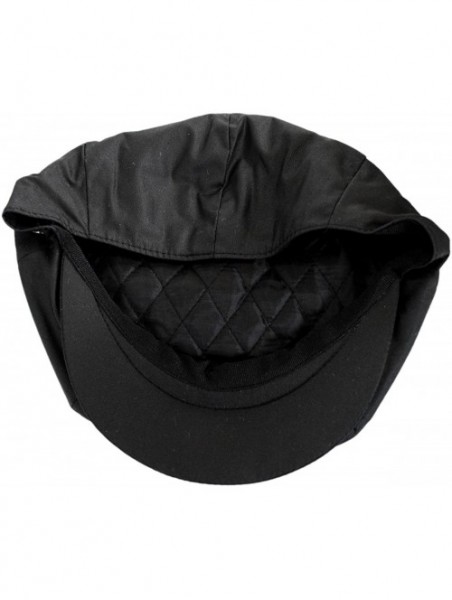 Newsboy Caps Waxed Cotton Newsboy Cap - Black - CL18GRZXGG0 $34.18