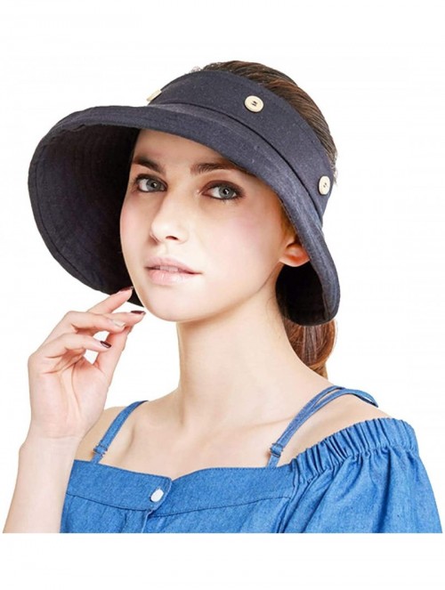 Sun Hats Adjustable Outdoor Protection Foldable Ponytail - Black - CZ18S4I73AK $13.52