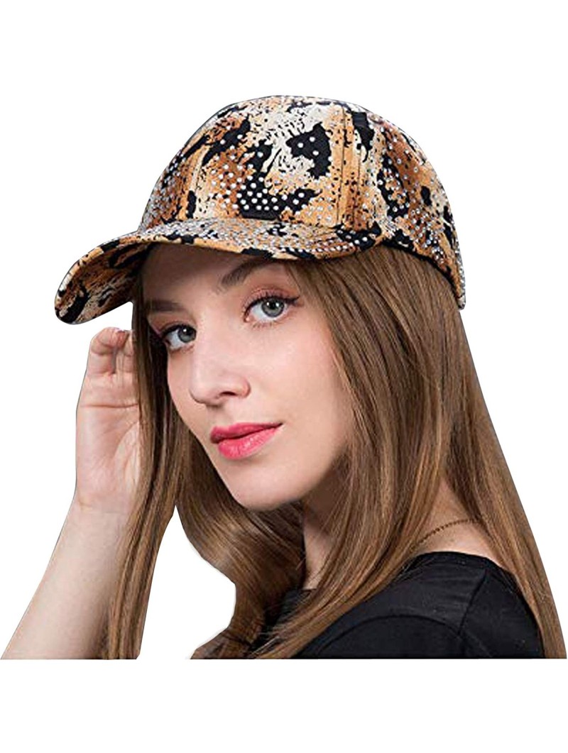 Baseball Caps Women Studded Crystals Rhinestones Sequins Baseball Cap - Org - CS182KEXZZO $16.90