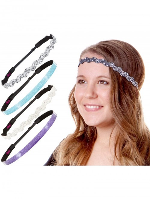 Headbands 5pk Girl's Adjustable Non Slip Glitter Headband Mixed Gift Pack (Silver/Purple/White & More) - C511TUS1XV5 $28.29